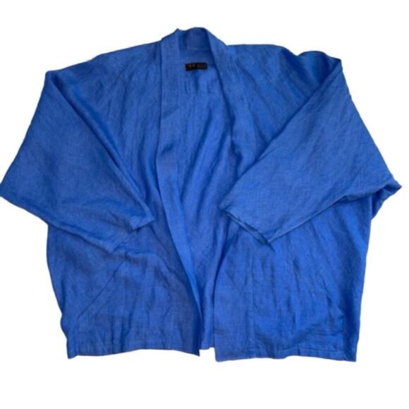 Francesco Miranda Jackets & Blazers - Francesco Miranda 100% Colombian Linen Blue Dolman Sleeve Blazer Size 1 (XL)